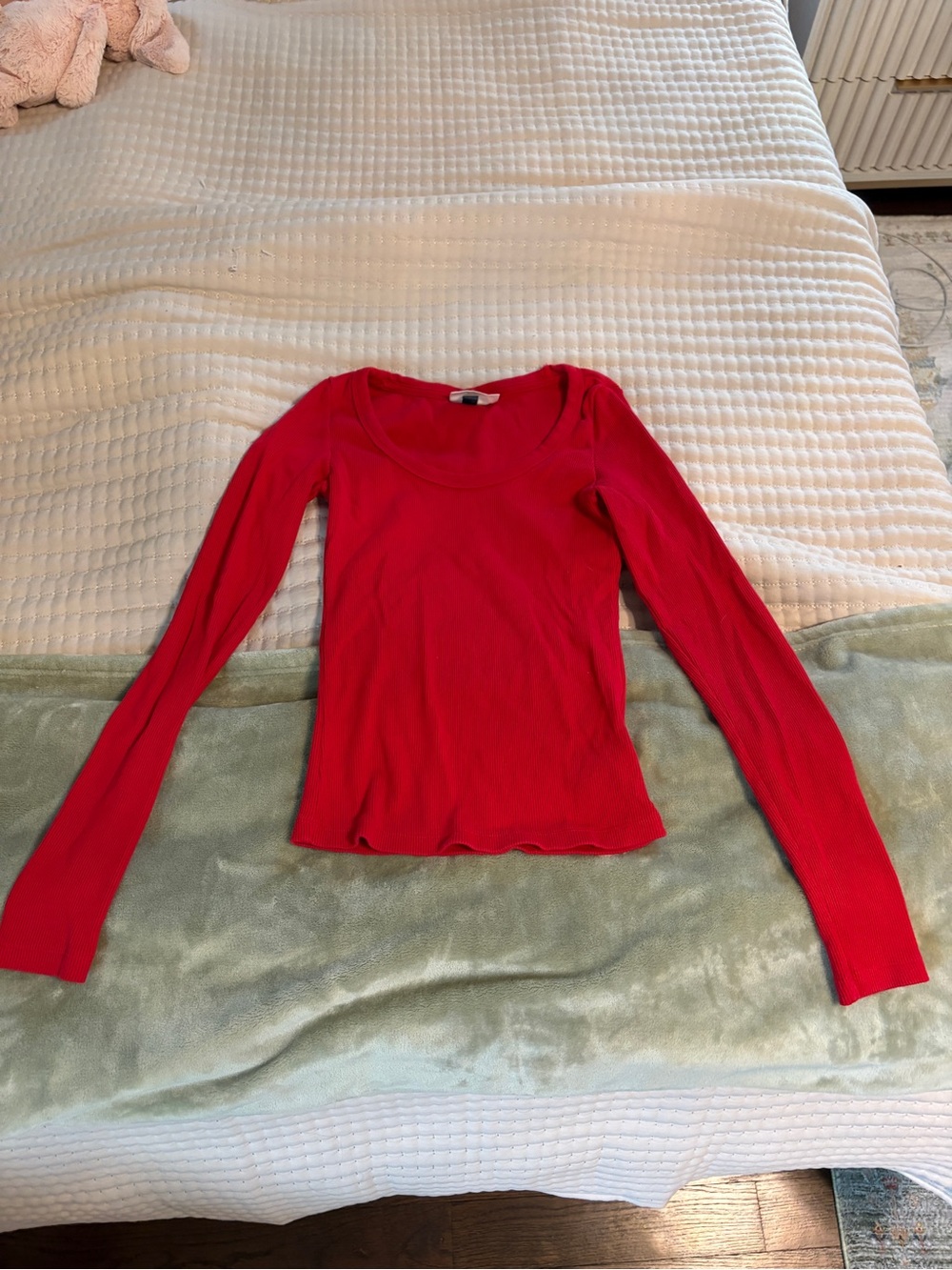 a new day Red Scoop Neck Long-Sleeve Slim Top